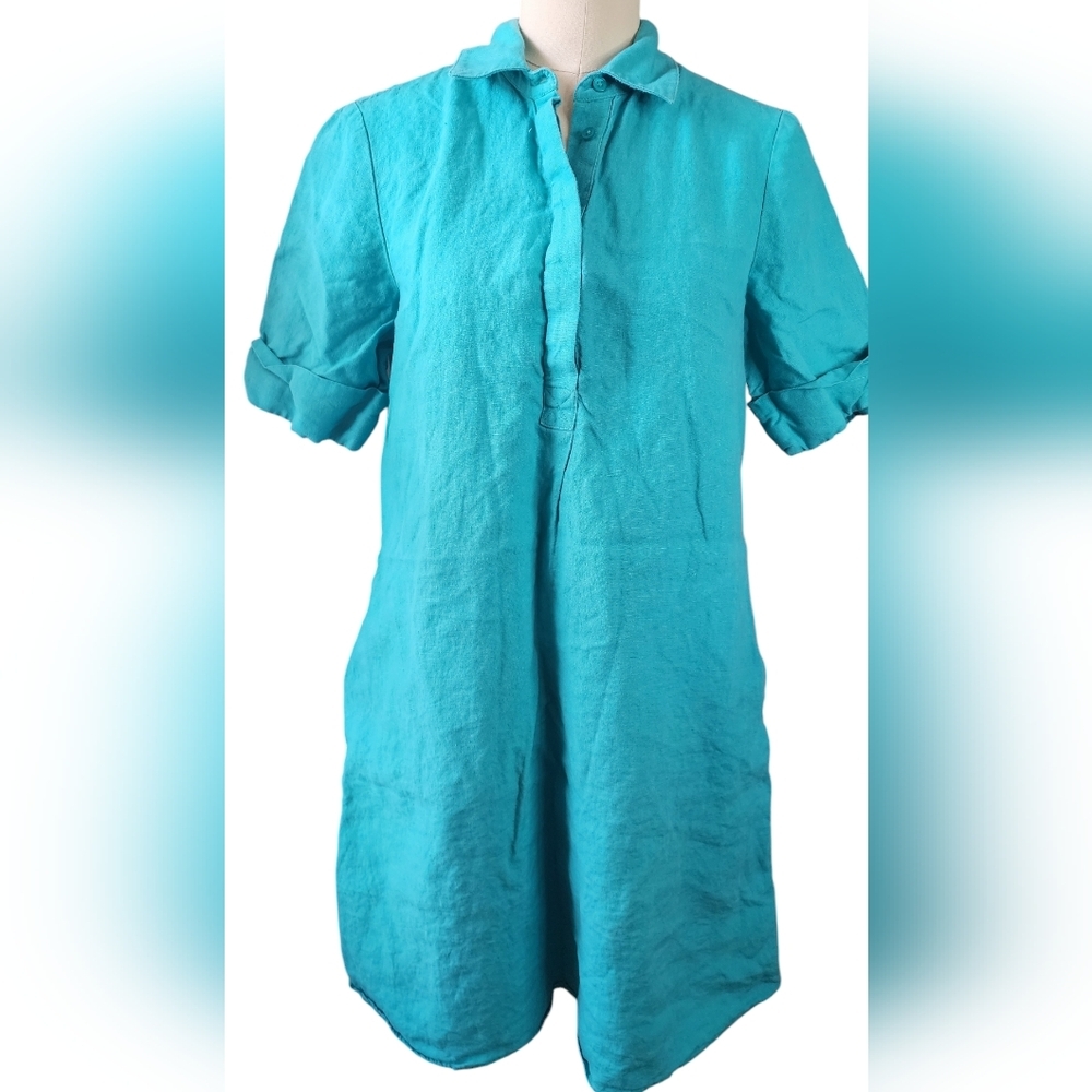 Chicos Linen Popover Mini Dress size 8